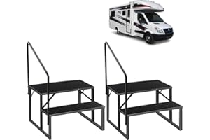 FRUYYZL Marche Pied pour Camping Car, Escabeau Marches, Étape de Caravane, 299 kg de Charge Accessoires Camping Car, Escalier pour Caravane, Garage, Bain à remous, Porche, Piscine Hors Sol (2Étape 2 P)