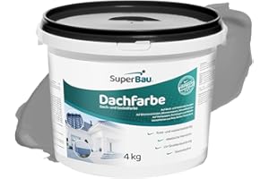 SuperBau Roof Paint, Base Colour Waterproof, Facade Paint for Outdoors, Roof Coating for Sheet Roof, Bitumen, Roofing Felt, Shingles, Plaster (Grey, 4 kg)