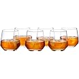 amazon basics Whiskey Glass Set of 6 (370ml Each) | Classic Design | Sturdy Base | Versatile for Any Occasion | Dishwasher Safe Bar Glasses