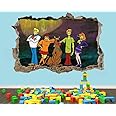 Wall Sticker Scooby Doo Gang Crack Poster Kids Bedroom Wallpaper Vinyl Decal Sticker Art