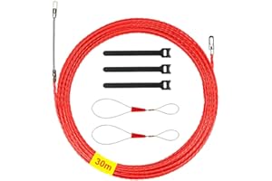 VONLUX Einziehspirale Kabel 30m Ø 4,5mm, Einziehhilfen Kabelverlegung Einziehdraht mit Führungsfeder, Polyester Einziehdraht Einziehspirale Kabel, Kabeleinziehhilfe Fischband Drahtzieher
