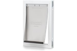 PetSafe Freedom Puerta de Aluminio para Perros y Gatos, Color Blanco, Solapa de Vinilo Tintado