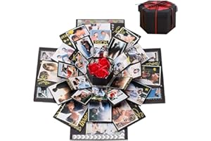 COSSWE Scatola a Sorpresa, Creativo Fai Da te a Sorpresa Esplosione Regalo Scatola Fotografico Memoria Scrapbooking di album di foto per Compleanno Matrimonio Festa Anniversario San Valentino Matrimoni