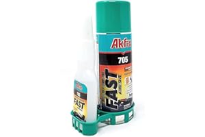 Akfix 705 Colla CA Fast Adhesive (399,2 ml) con attivatore (399,2 ml.) [Adesivo trasparente Super Colla e Spray Acceleratore]