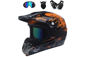 UIGJIOG Protection Enduro Casque Moto Enfant Integral VTT Casque Moto Cross,Motocross Casques D. O. T pour Casque Intégral Tout-Terrain Four Seasons avec Lunettes Et Gants