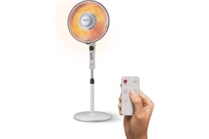 Avilia – Stufa Elettrica a Parabola con Elemento al Carbonio 550/1100W, Timer, Telecomando e Oscillazione per Riscaldamento Casa Rapido e a Basso Consumo Energetico