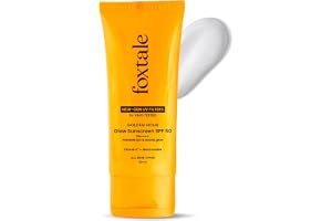 Foxtale Glow Sunscreen SPF 50 PA++++ with Vitamin C & Niacinamide, in-Vivo Tested, Sensitive-Skin Friendly, Made with 100% New-Gen Filters, Lightweight, Non-Greasy, No White Cast |for Men & Women 50ml