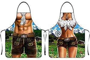 Anzhee 2 Stücke Männer Damen lustiges Schürze kreative Kochschürze Küchenschürze Grillschürze Lustige Motiv Sexy Schürze für Herren Damen Freund Party Lustige Schürze Geschenk