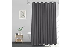 EurCross Dunkelgrau Waschbar Duschvorhang 180 x 200, Wasserdicht Dusch Vorhang für Badewanne und Dusche im Badezimmer, Antischimmel Antibakteriell Textil Stoff Badvorhang mit 12 Ringen