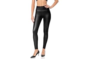 Foucome Women Faux Leather Leggings Butt Lift High Waisted Leather Trousers for Women