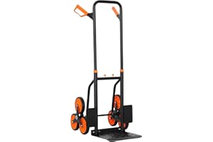 DURHAND Stair Climbing Hand Truck, Heavy Duty Foldable Trolley on Wheels, Multi-Purpose Sack, Steel Truck Moving Trolley, 120kg, Orange