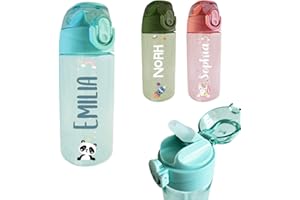 BIENMARQUER Gourde Personnalisable, avec prénom et motif, Résistantes aux passages aux lave-vaisselles. (Rose clair)