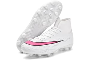 BINBINNIAO Football Boots Unisex High Top Spike Soccer Shoes Outdoor FG/AG Trainers Cleats Teenager Professional Competition Athletics Sneakers Non-Slip