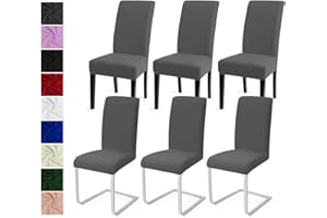 EOZAKAVOD Housse de Chaise Salle à Manger 6PCS Housse de Chaise Universel Couverture de Chaise Extensible Housse Chaise Moderne Protection de Chaise Housse de Protection pour Hotel Cuisine Décor(Gris,6PCS)-C