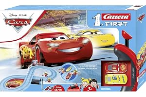 Carrera FIRST 20063037 Disney Pixar Cars Race of Friends Bilbana, 2,4 m racerbana, 2 radiostyrda bilar, med Lightning McQueen och Cruz Ramirez, påskpresenter