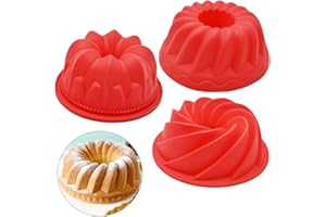 Qixuer Silikon Gugelhupfform, Gugelhupf Backform 3 Stück Silikon Backformen Klein Kuchenbackform Tortenformen Spiral Napfkuch