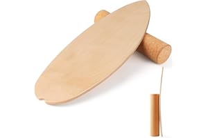 Cowiewie Balance Board, 15mm Dickes BalanceBoard + 10mm Korkrolle, Balance-Board Maximale Belastung 150kg, Indoor-Surfboard und Gleichgewichtsboard für Kinder und Erwachsene