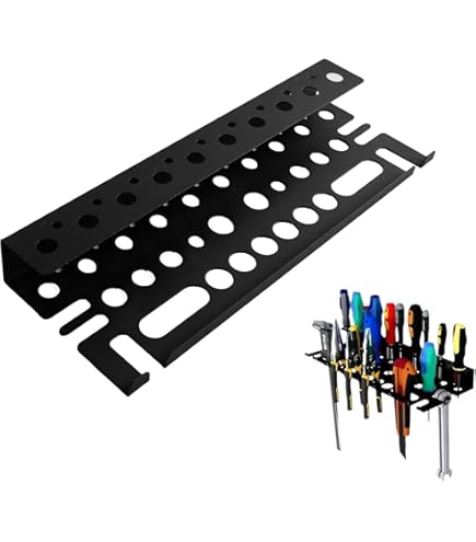 Organizador De Tornillos Organizador De Pared Para Destornilladores - Soporte Metálico Con 22 Huecos (40x8cm) Organizador De Destornilladores De Acero