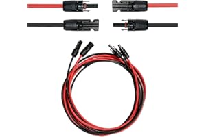 MEIRRAI Cable Solar 6mm2, Extensión de Cable Solar 2m Rojo y 2m Negro, con Conector Impermeable Hembra y Macho, Prolongador de Fotovoltaico Cable con Enchufe para Panel Solar PV y Sistema Energético
