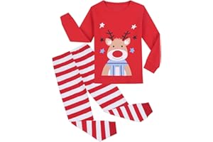 Codkkre Pijamas de Navidad para Niño y Niña de Algodón Ropa de Dormir de Navidad para Niños 2-12 Años