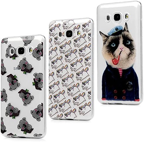 3x Case J5 2016, J510 TPU Silicone Cover Case Tranparent Rubber Bumper [IMD Craft] Full Body Anti-Scratch Flexible Shell Drop-Protection Gel Grip For Samsung Galaxy J5(2016)/J510 - Cat Unicorn + Cat + Bear
