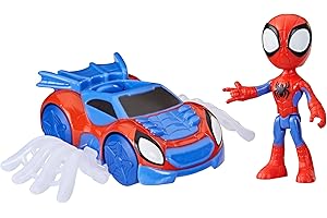 HASBRO Zestaw Spidey z pojazdem Web-Crawler z serialu Marvela Spidey i super-kumple, figurka Spideya z modelem pojazdu i dodatkiem, zabawki dla przedszkolaków