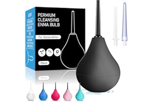 DASGUTES Pera Lavado Recto 224ml - Enema para Limpieza de Colon | Ducha Anal y Vaginal | Bulbo de Silicona Médica para Aliviar Estreñimiento | Limpiador Intestinal Seguro para Hombres y Mujeres (Negro)