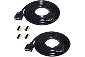 LITAELEK 2pcs 2m RGB LED Streifen Verlängerungskabel 4 polig Verbinder LED Band Verlängerung LED Stripe Anschluss Extension Kabel für RGB 5050 3528 2835 LED Strip, Schwarz