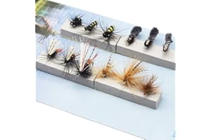 YZD Pêche à la mouche Kit mouches grosse truite Top 10 Mouches Équipement de pêche à la mouche Prime Mouches sèches humides Leurres truite Banderole Nymphe Émergent Pêche Assorti Mouches à truite Saumon Basse