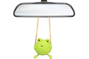 KIAYOO Pendentif de Rétroviseur de Voiture Grenouille Tricotée, Décoration Voiture Mignonne pour Rétroviseur, Accessoire Intérieur Voiture Cadeau d'Anniversaire Noël Nouvel An pour Filles Femmes Amies