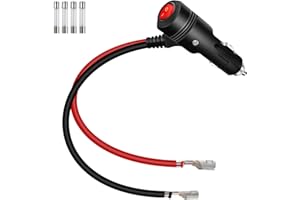 RIIEYOCA 12V 24V Cigarette Lighter Plug Adapter,16AWG Heavy Duty 15A Car Cigarette Lighter Replacement Male with Leads& On/Off Switch Power Cable for Cars, Boats.(0.3M/1FT)