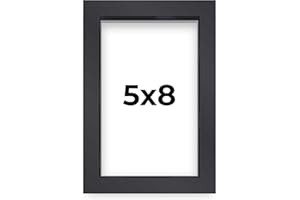 Poster Palooza 5x8 Frame Black Solid Wood Picture Frame | 0.75 Inch Moulding Width | Includes UV Acrylic Plexiglass, Foam Board Backing & Hanging Hardware