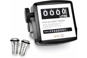 KATSU TOOLS KATSU 4 Digital Diesel Fuel Oil Flow Meter Counter, Fuel Pump Transfer Tank Marine Mechanical Flowmeter 3.5 Bar Accuracy 1% 482133