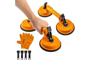 BAUSATZ 80kg Suction Cup Heavy Duty Suction Cups for Glass Suckers Lifters Suckers for Glass Suction Cups to Lift Large Glass Tile Suction Lifter Car Dent Puller (Iron, Yellow, 2 Claw, 2 Packs)