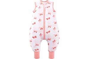 ToyaTec Śpiworek dla niemowląt z nóżkami Super miękki wiskoza z bambusa, dziecięcy śpiworek z włókna bambusowego 2,5 Tog, jesień, zima, kocyk (różowy, M)