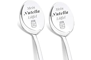 ‎DIKARIYA DIKARIYA Mein Nutella Löffel, 2er Löffel mit Gravur Kaffeelöffel Erdnussbutter Weihnachtslöffel Liebeslöffel Lieblingsmensch Kaffee Geschenke, Ich Liebe Dich Geschenke für Freunde Familie Liebhaber