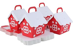 TsunNee 50PCS Boxes, House Shape Paper Candy Treat Boxes for Party Favors, Xmas Decorations, Advent Calendar DIY