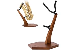 STRICH Wooden Saxophone Stand Display, Alto/Tenor, Handmade Solid Wood Floor Stand Holder Colour Walnut, Weighted Heavy Base (FH-4, Sax)
