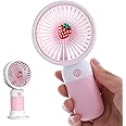 JYPS Cute Handheld Fan Portable, Mini USB Hand Fan for Cooling, Small Electric Rechargeable Fan for Kids Childrens, Battery Operated Pocket Fan with Strong Power for Camping, Travel (Strawberry Red)