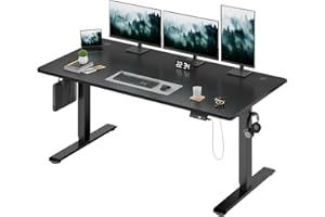 Devoko Electric Standing Desk 160 x 80cm with USB Charging Height Adjustable with Desktop Sit Stand Up Heavy Duty Steel 3 Memory Smart Pannel(Black)