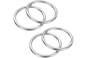TIXIPEM 35mm Dia Metal O Rings [4Pcs] - 316 Stainless Steel 4mm THK Multi-Purpose Welded Round Rings Use for Crafts & Camping Belt & Dog Leashes - Seamless Lifting Hoops