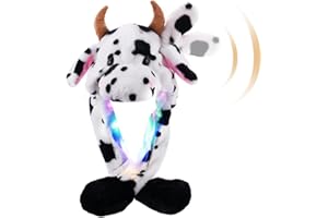 SUNHUITOY Animal Hat Plush Ears Moving Jumping Dress Up Cosplay Party Christmas Holiday Cute Ear Flap Cap for Kids Adults