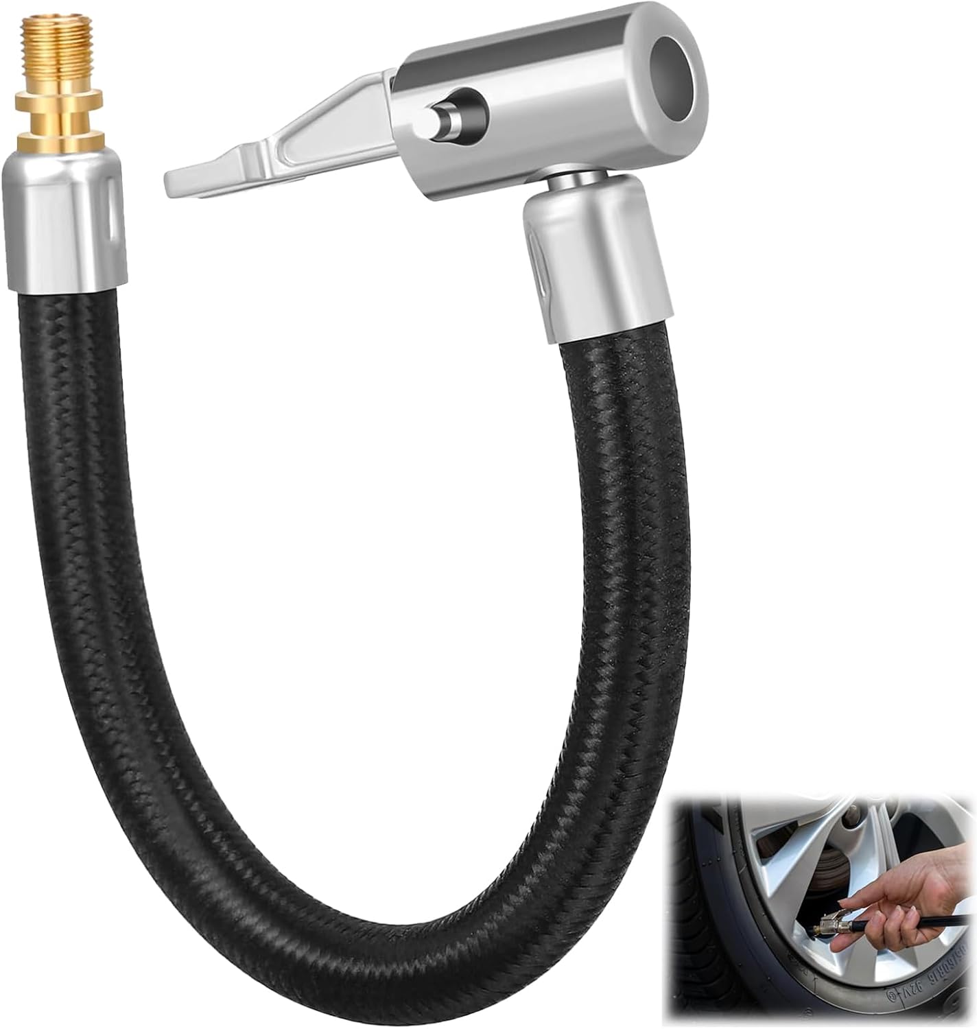 YAOYYG Manguera De Inflador De Neumáticos 20CM, Conjunto de Extensión de Válvula para Neumáticos, Compatible para Motos, Bicicletas, Automóviles y Camiones