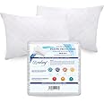 Eutony Pillow Protectors 2 Pack Quilted Zipped - Ultra Luxe Zipped Pillow Protectors, Quilted Pillow Protectors, Soft & Breathable Microfiber Pillowcase Protectors, Hypoallergenic 50 x 75cm - White