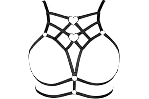PETMHS Punk Brust Harness BH Body Chain für Damen Truhe Kette Schwarz Gothic Halsband Ketten Riemchen Geschirr BHs Körperschmuck Clubwear Mode Belly Belts