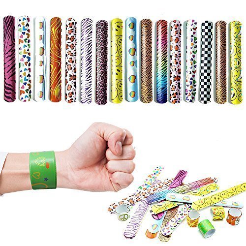 A Schiaffo Braccialetti Festa Braccialetti Giocattoli BRACCIALI con Animale Stampe Emoticons Cuori Compleanno Natale regalini per Feste Classe Ricompense per Bambini Bambine Ragazze - 50 Packs