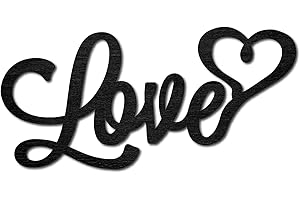 CREATCABIN Bois Découpe Signe d'amour Coeur Découpé au Laser en Bois Décoration Murale Sculpture Décor à Suspendre Décoration Murale Décoration Maison Galerie Bureau Porte D'Entrée Noir 9.8" x 4.7"