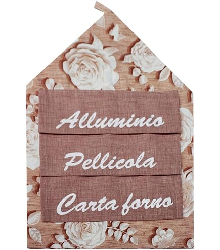 Russo Tessuti Porta Rotolo Cucina Fantasia Cuore Vari Colori Alluminio Pellicola Carta Forno-Rosso