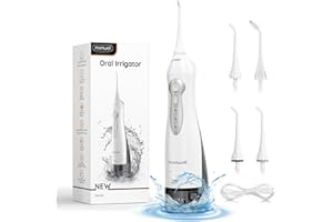 MORNWELL Water Flossers for Teeth Cordless, Water Teeth Cleaner Picks, 300ML Tank Dental Flosser, 3 Modes & 4 Jet Tips IPX7 Waterproof Portable Oral Irrigator, Professional Water Flosser Braces Care