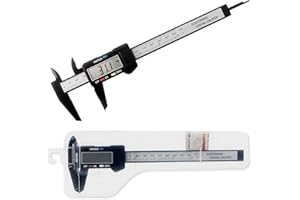 LKOUY Digital Vernier Caliper - 0-150mm/0-6'' Carbon Fiber Micrometer w/LCD, Digital Caliper Inch MM Fraction Conversion, Auto-off Calipers Measuring Tool,External, Internal, Depth & Pitch Measurements
